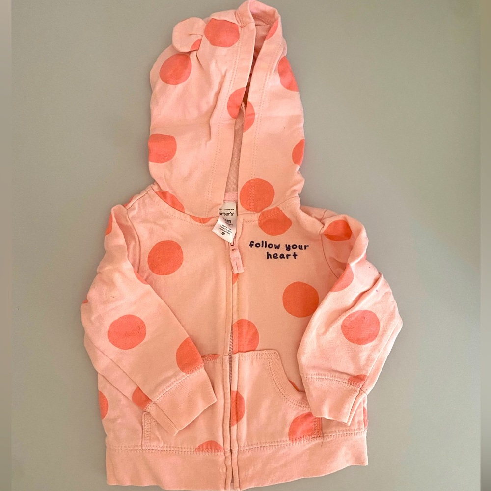 5 for $25 Bundle ⭐️ Follow Your Heart Carter’s Dot Peach Sweater 6-9 Months